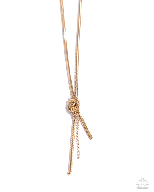 Knotted Keeper - Gold Snake Chain Necklace - Paparazzi Accessories