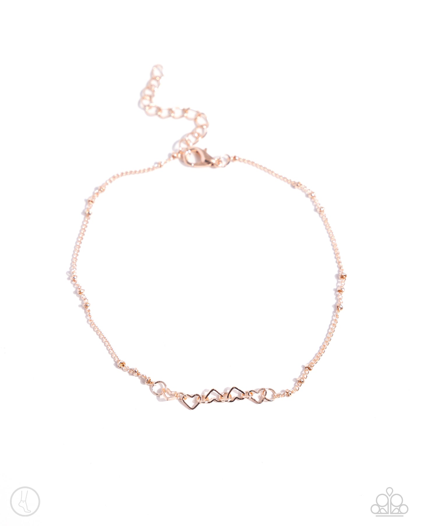 Satellite Shimmer - Rose Gold Hearts Clasp Anklet- Paparazzi Accessories