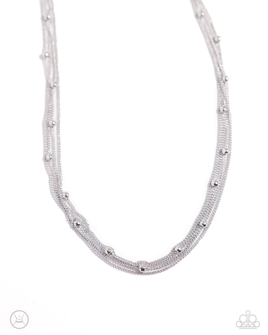 Satellite Strands - Silver Layered Choker Necklace - Paparazzi Accessories