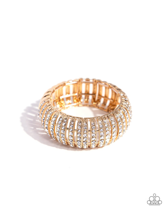 Appealing A-Lister - Gold Stretchy Bracelet - Paparazzi Accessories