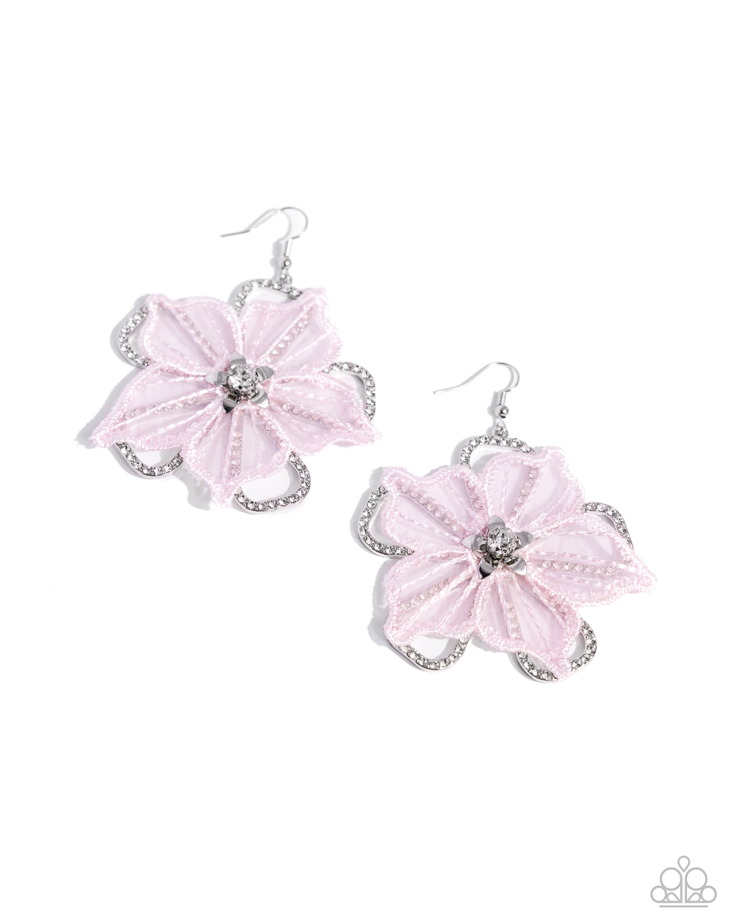 Refined Recognition - Pink Lace Flower Fishhook Earrings - Paparazzi Accessories