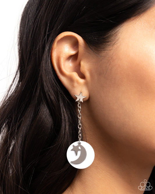 Celestial Change - White Star & Moon Post Earrings - Paparazzi Accessories