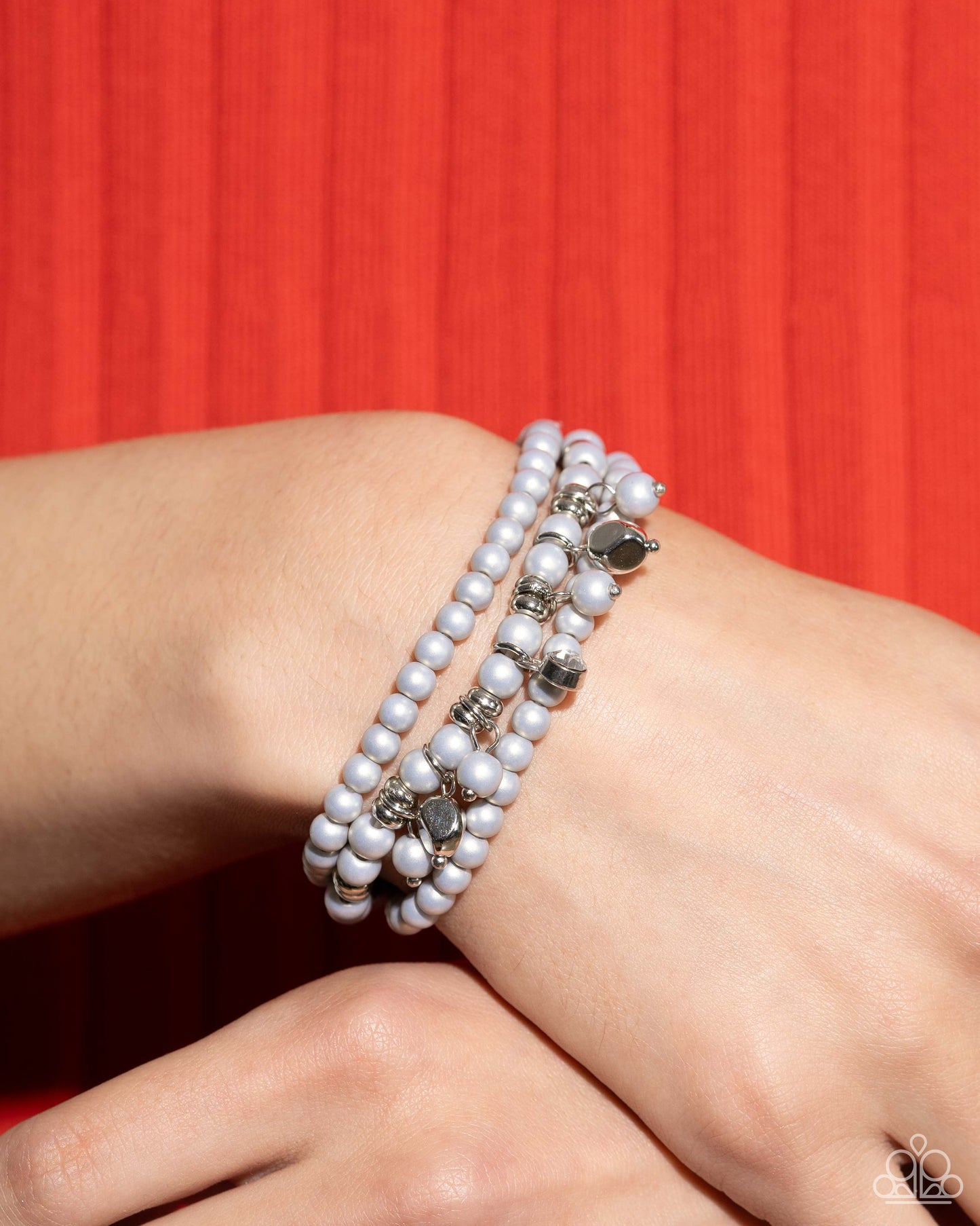 Sumptuous Stack - Silver Pearl Stretchy Bracelets - Paparazzi Accessories