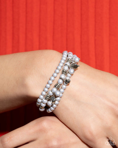 Sumptuous Stack - Silver Pearl Stretchy Bracelets - Paparazzi Accessories