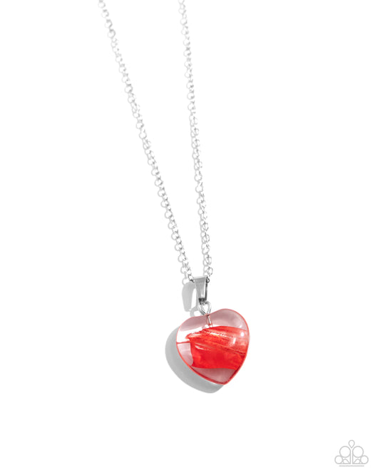 HEART Exhibition - Red Swirl Pendant Necklace - Paparazzi Accessories