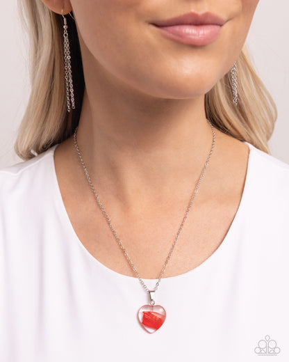 HEART Exhibition - Red Swirl Pendant Necklace - Paparazzi Accessories