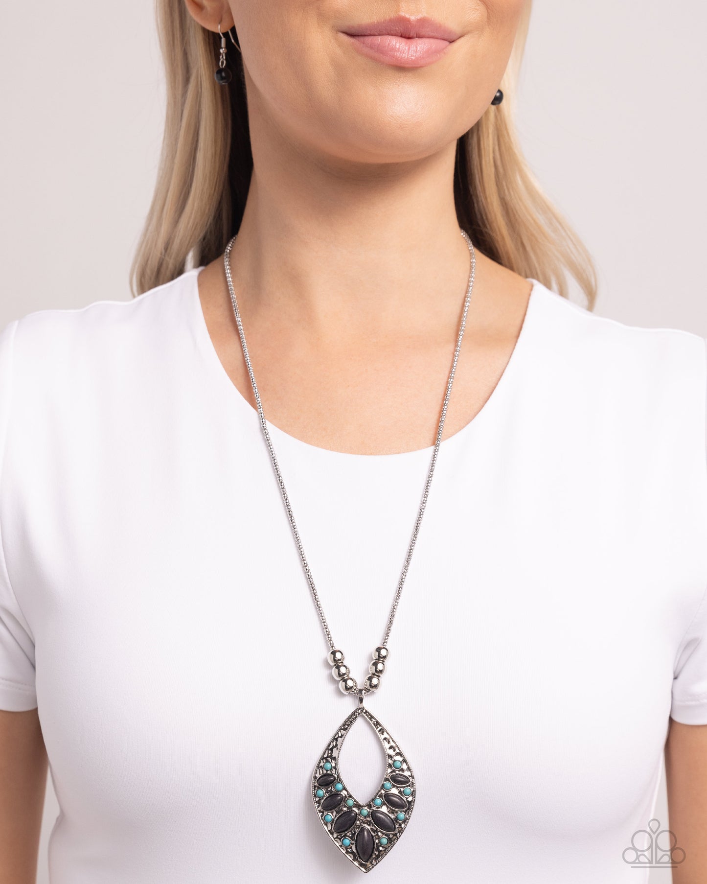 Marquise Melody - Black Stone Pendant Necklace - Paparazzi Accessories