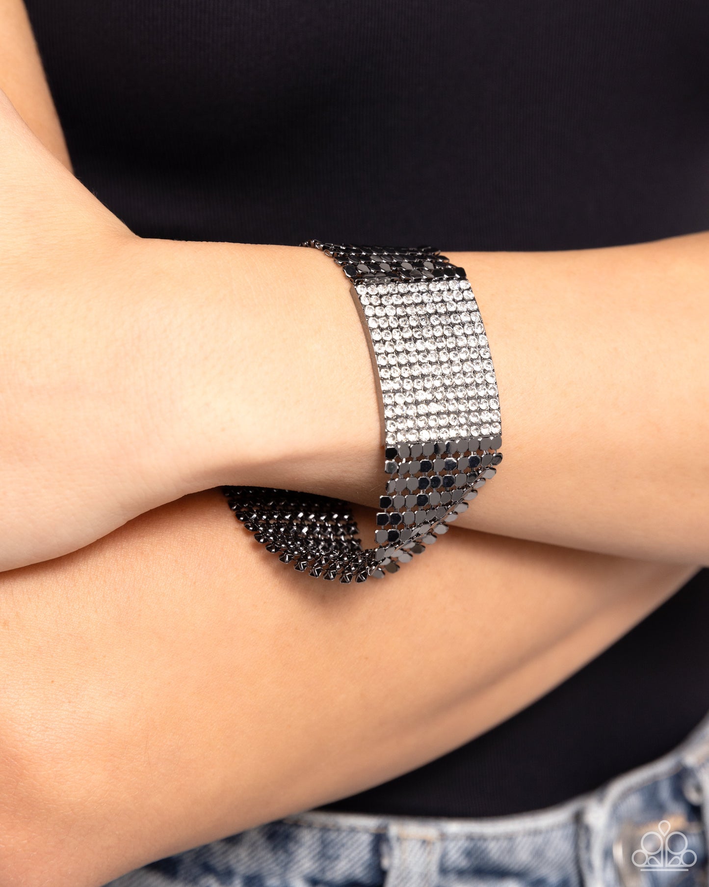 Disco Dame - Black Gunmetal Clasp Bracelet - Paparazzi Accessories