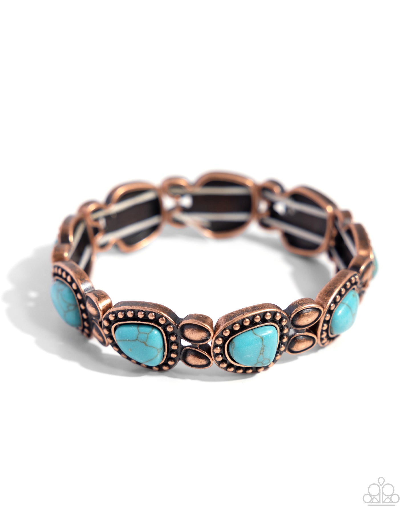 Harmonious Headliner - Copper & Turquoise Stone Stretchy Bracelet - Paparazzi Accessories