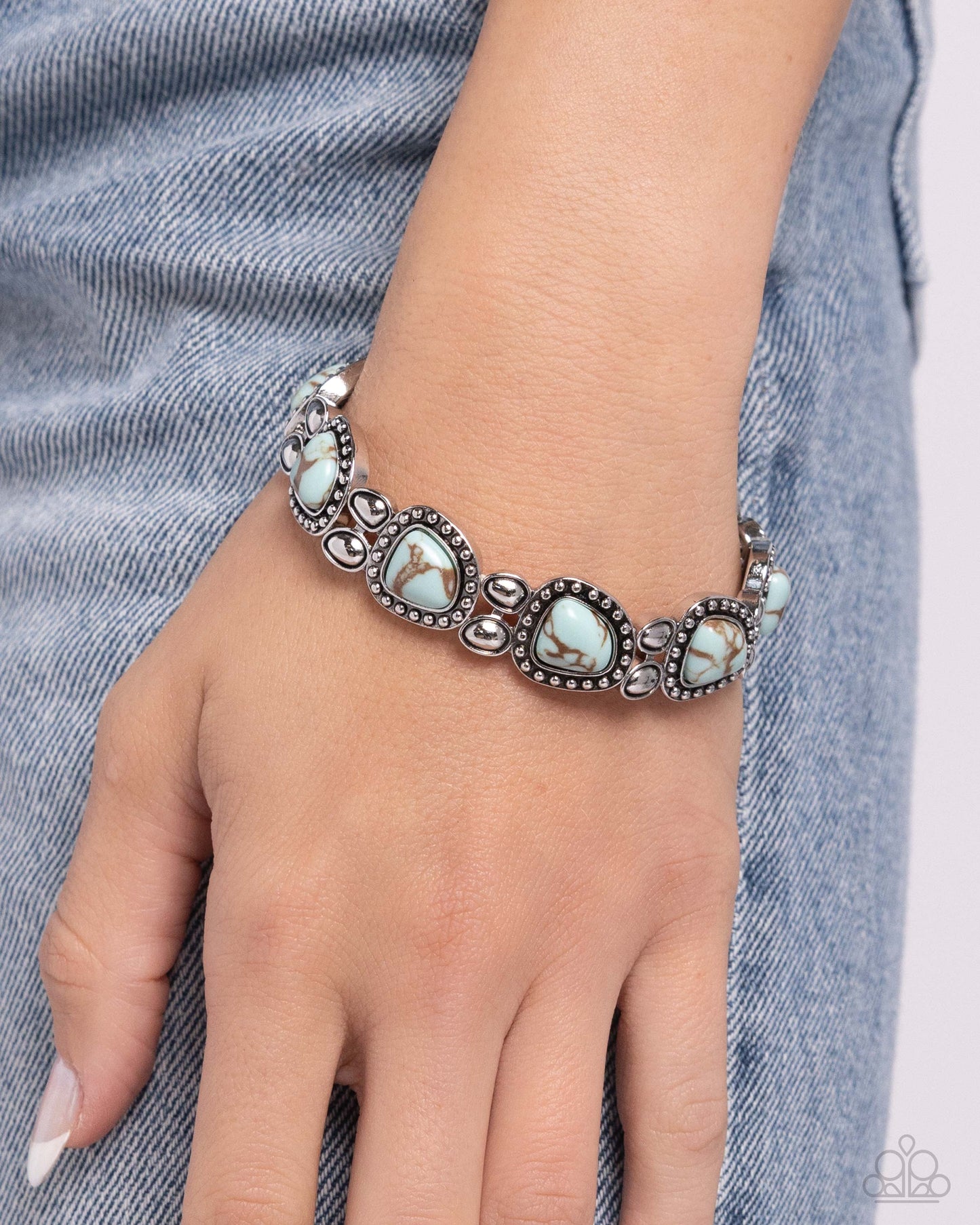 Harmonious Headliner - Blue Stretchy Bracelet - Paparazzi Accessories
