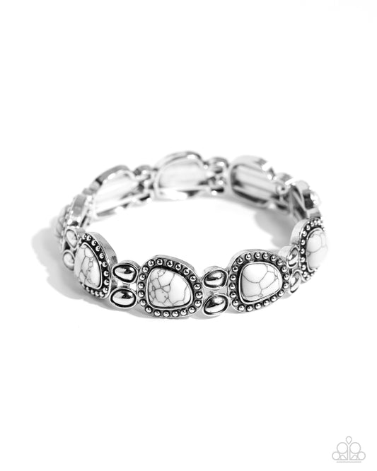 Harmonious Headliner - White Stone Stretchy Bracelet - Paparazzi Accessories
