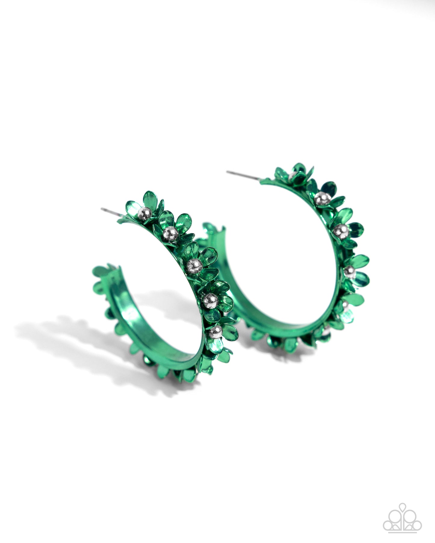 Fashionable Flower Crown - Green Dipped Metal Hoop Earrings - Paparazzi Accessories