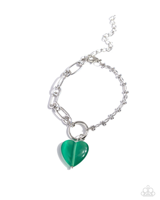 HEART Restoration - Green Clasp Bracelet - Paparazzi Accessories
