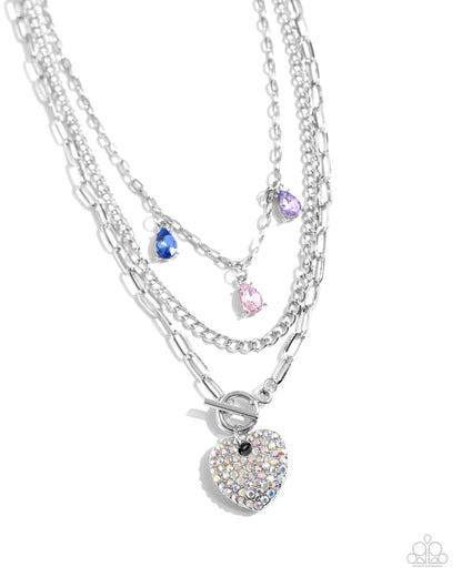 HEART History - Multi Iridescent Heart Necklace - Paparazzi Accessories