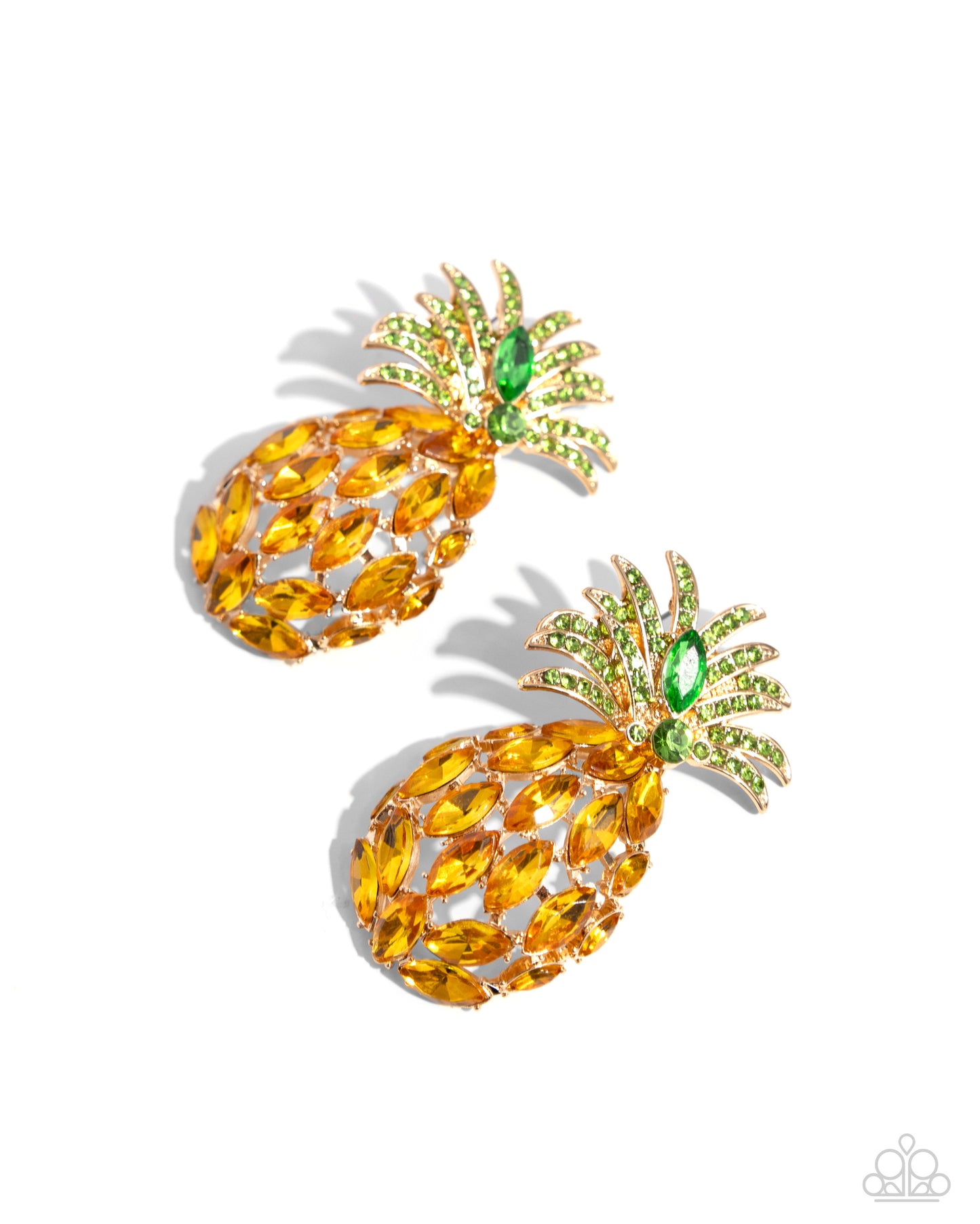 Pineapple Pizzazz - Yellow Post Earrings - Paparazzi Accessories