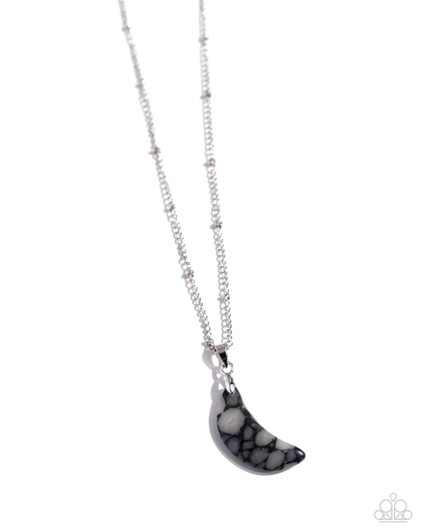 Lunar Lesson - Black Stone Crescent Moon Necklace - Paparazzi Accessories