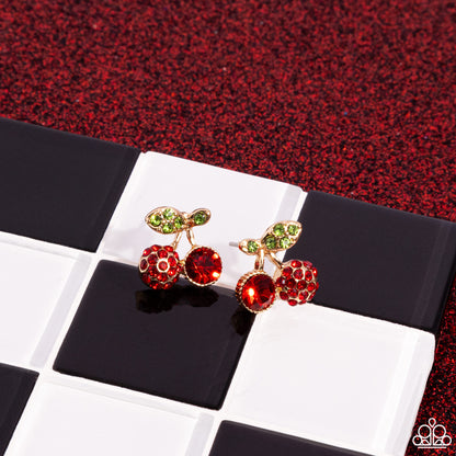 Cherry Candidate - Gold Post Earrings - Paparazzi Accessories