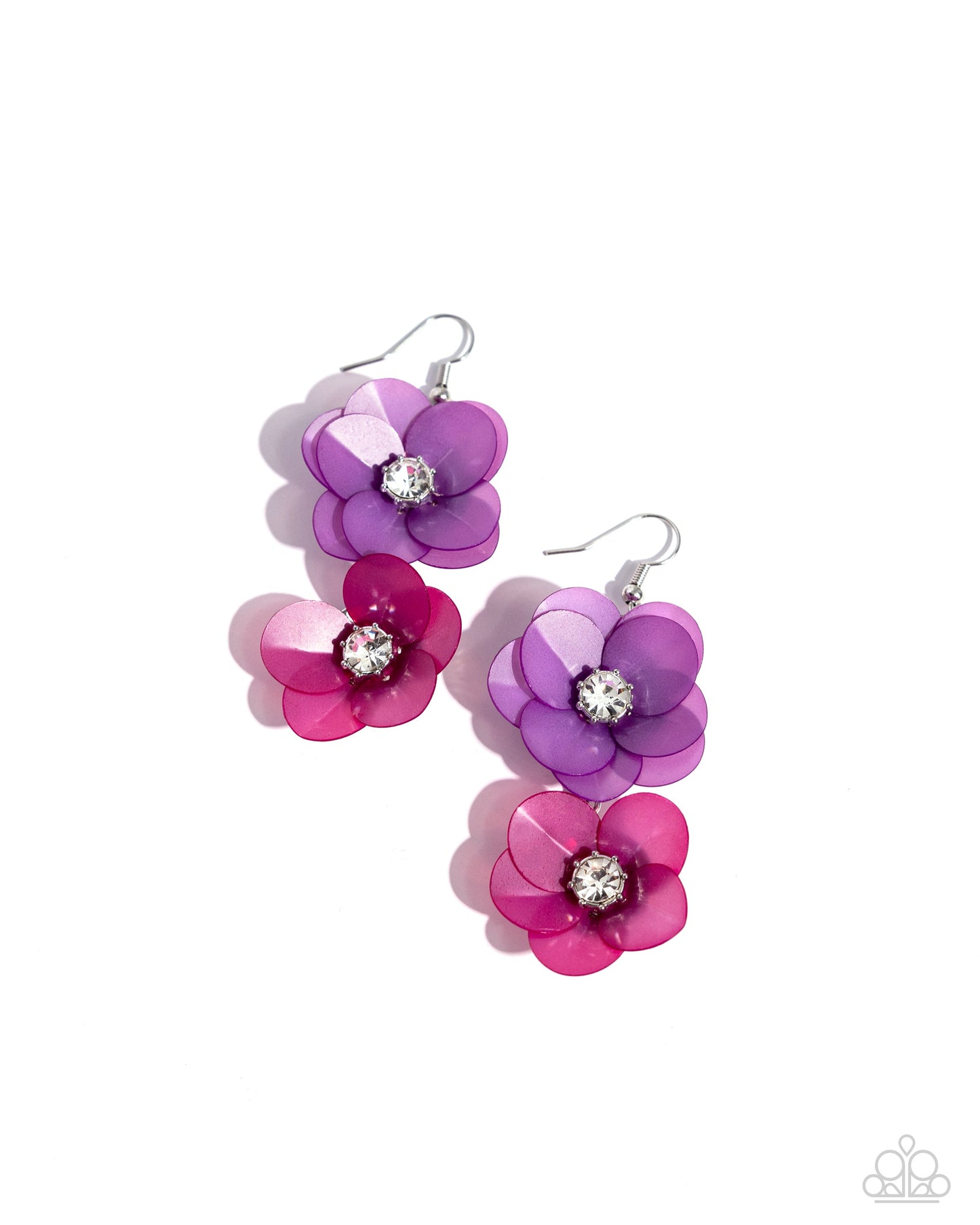 Fairy Tale Florals - Purple Sequin Flower Silver Fishhook Earrings - Paparazzi Accessories