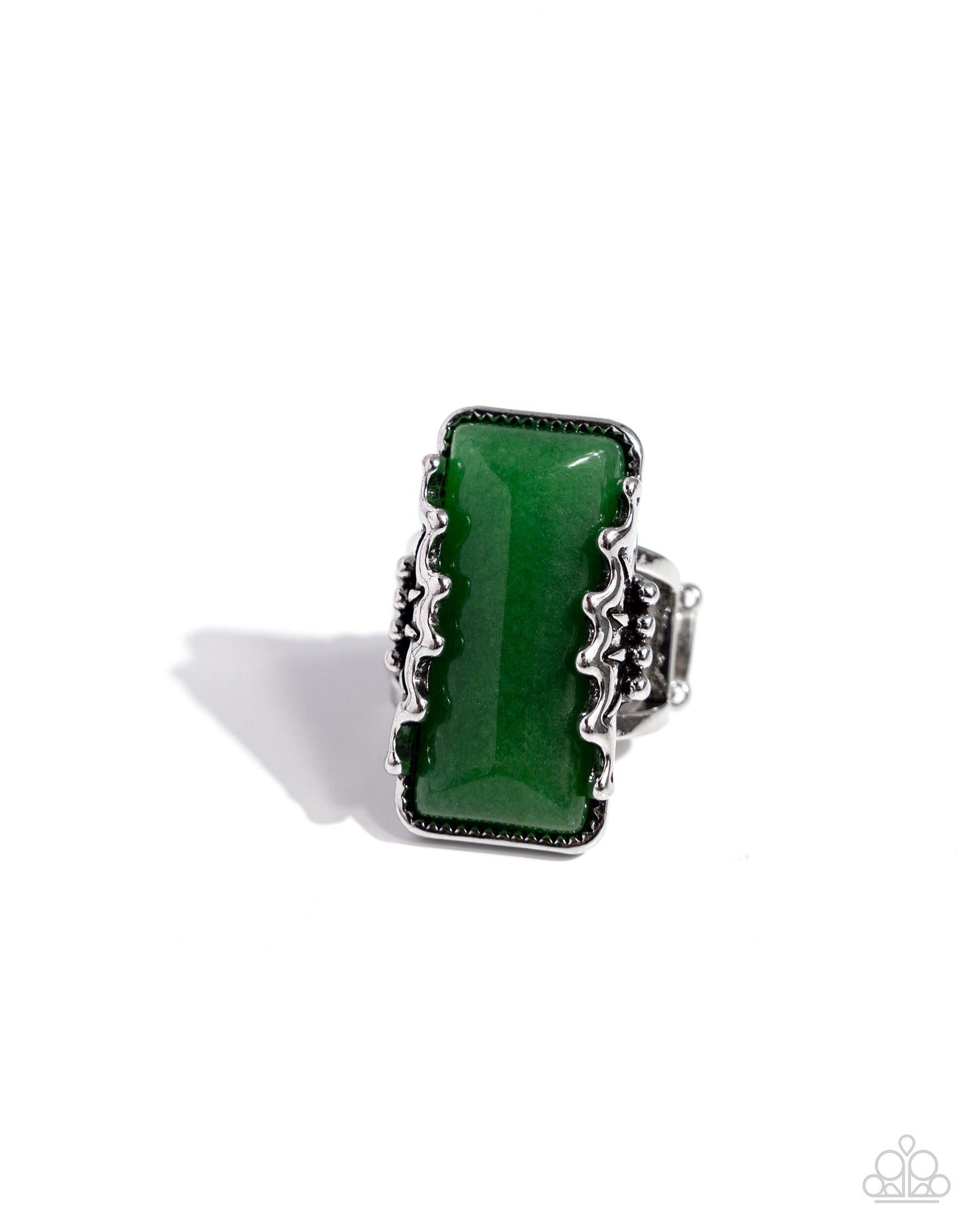 Scalloped Stone - Green Jade Stone Ring - Paparazzi Accessories