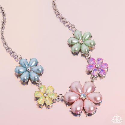 Fiercely Flowering - Multi UV Shimmer & Pearl Necklace - Pink Diamond Exclusive - Paparazzi Accessories