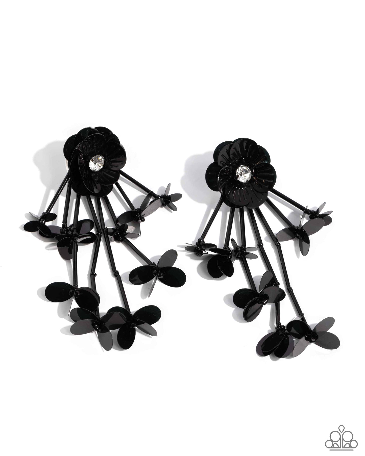 Floral Future - Black Post Earrings - Life of the Party Exclusive - Paparazzi Accessories