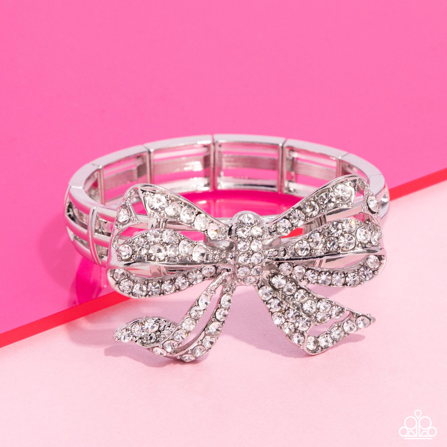 Its All A-BOW-t Me - White Stretchy Bracelet - Life of the Party Exclusive - Paparazzi Accessories