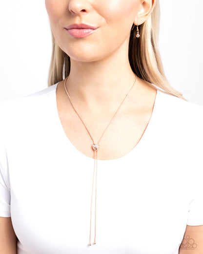 Raised Rose - Rose Gold Necklace - Paparazzi Accessories