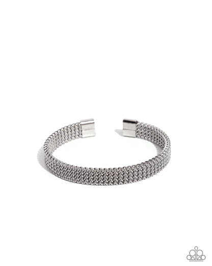 Chain Mail Command - Silver Urban Cuff Bracelet - Paparazzi Accessories