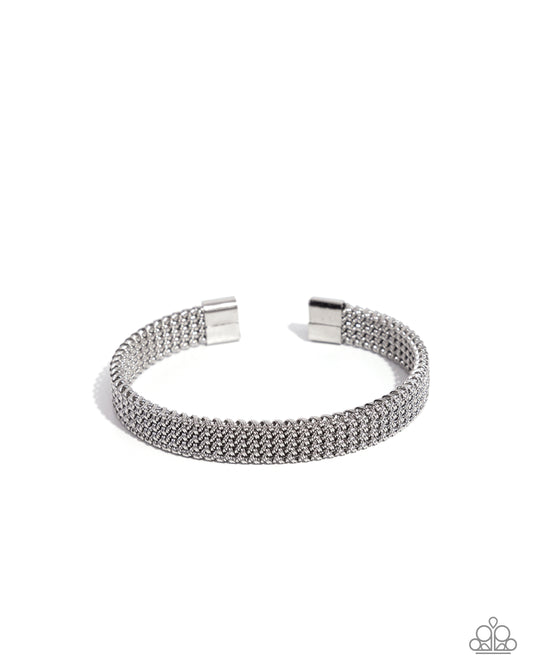 Chain Mail Command - Silver Urban Cuff Bracelet - Paparazzi Accessories