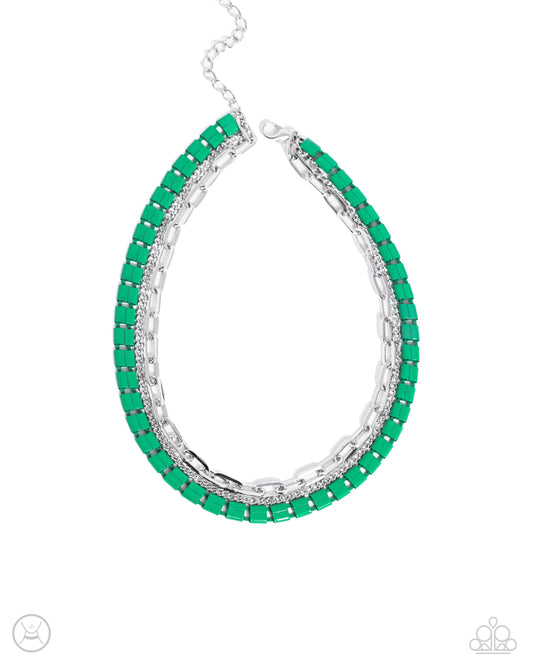 LAYER of the Year - Green Dipped Metal Necklace - Paparazzi Accessories
