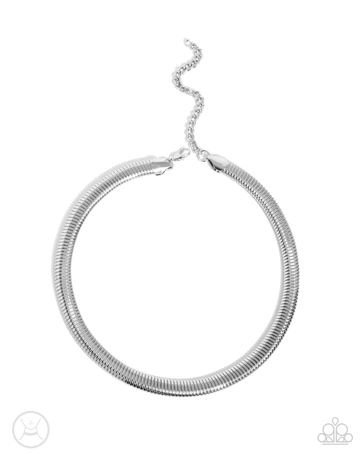 Choker Of The Century - Silver Herringbone Chain Choker Necklace - Paparazzi Accessories