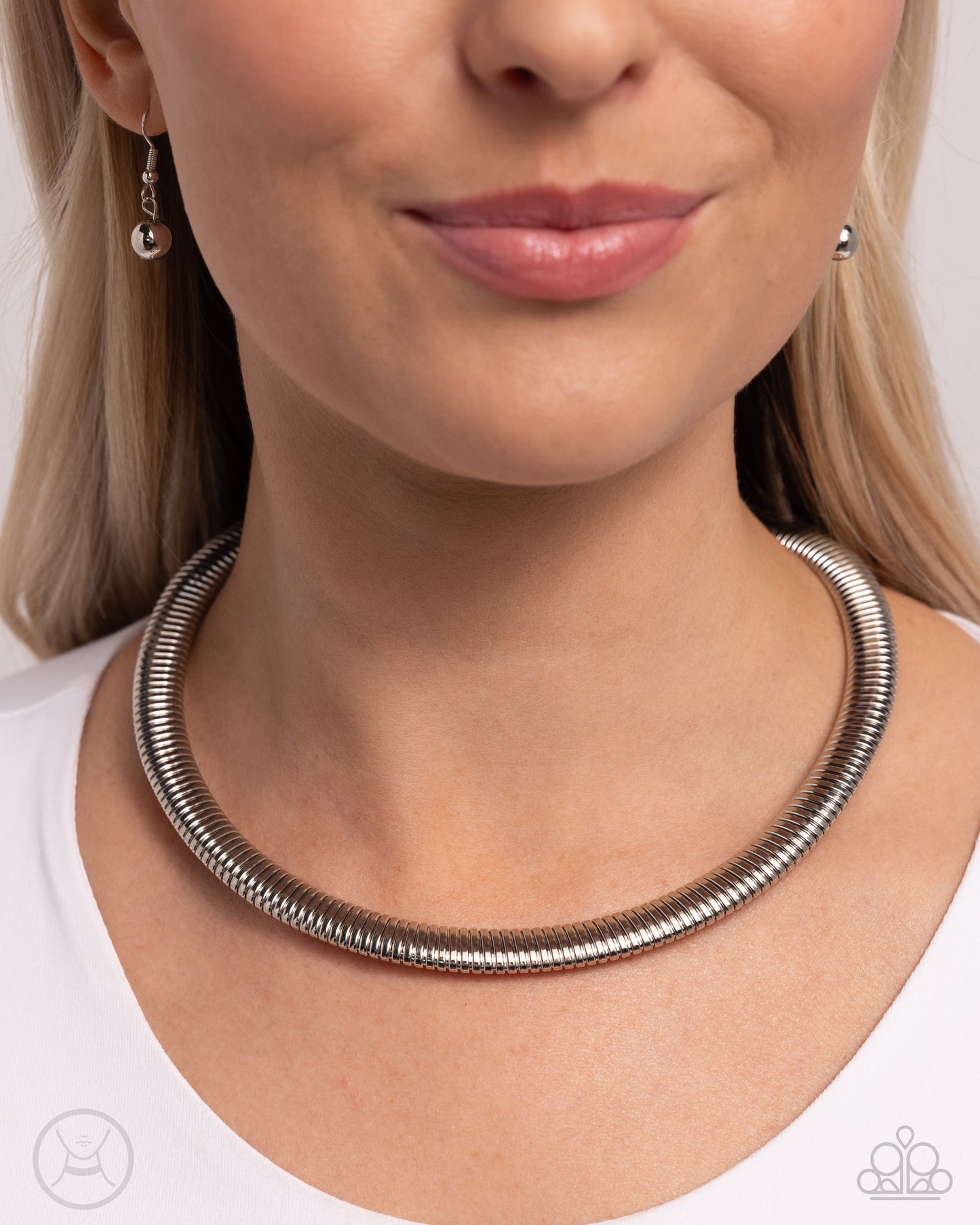 Choker Of The Century - Silver Herringbone Chain Choker Necklace - Paparazzi Accessories