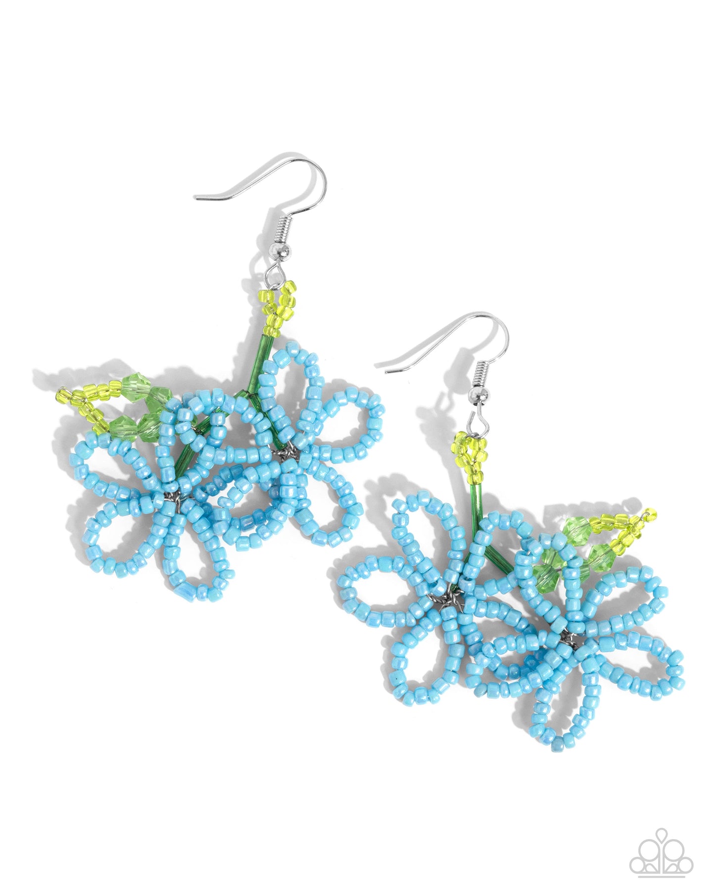 Beaded Blooms - Blue Seed Bead Flower Fishhook Earrings - Paparazzi Accessories