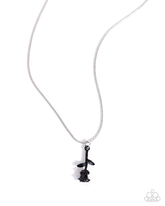 Tippy ROSE - Black Dipped Rose Necklace - Paparazzi Accessories