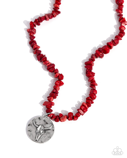 Longhorn Leader - Red Necklace - Paparazzi Accessories