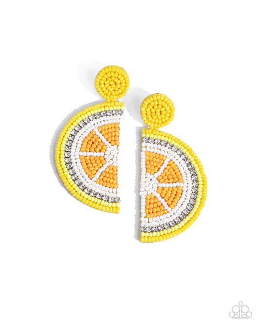 Lemon Leader - Yellow Seed Bead Post Earrings - Paparazzi Accessories