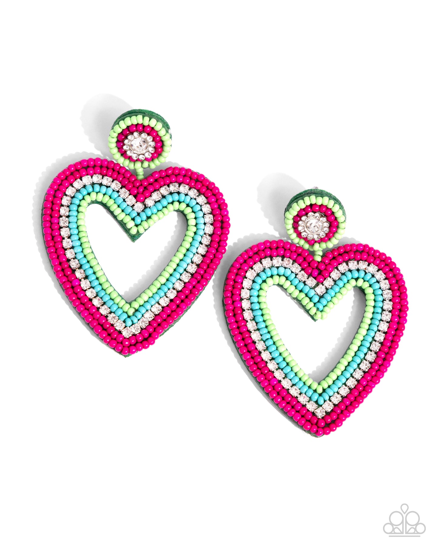 Headfirst Heart - Green Seed Bead Post Earrings - Paparazzi Accessories