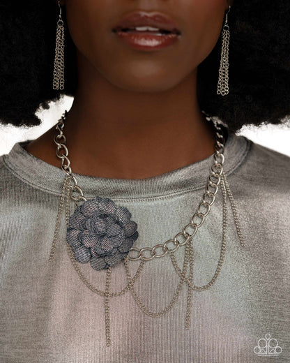 Deconstructed Denim - Blue Necklace - Paparazzi Accessories