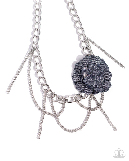 Deconstructed Denim - Blue Necklace - Paparazzi Accessories