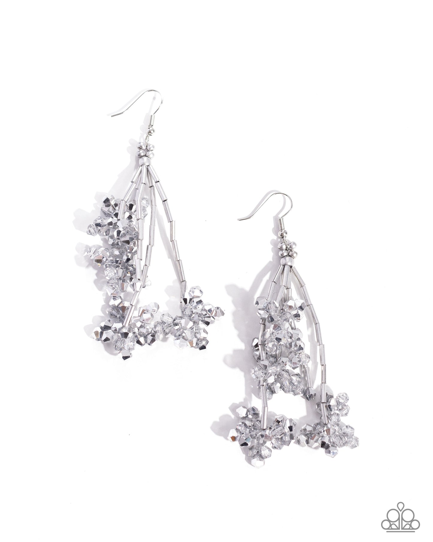 Petaled Precipitation - Silver Fishhook Earrings - Paparazzi Accessories