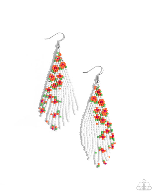 Picturesque Patchwork - Orange Seed Bead Fishhook Earrings - Paparazzi Accessories