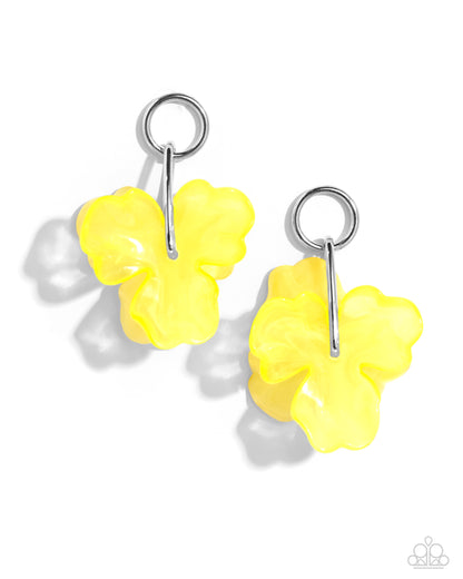 Glassy Garden - Yellow Acrylic Post Earrings - Paparazzi Accessories
