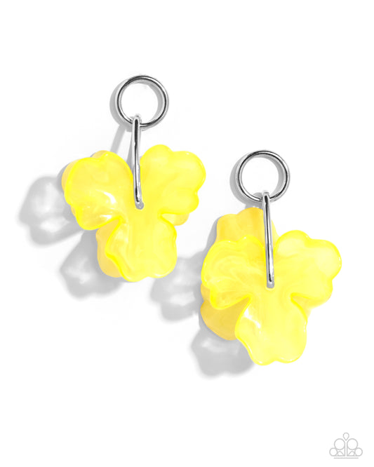 Glassy Garden - Yellow Acrylic Post Earrings - Paparazzi Accessories