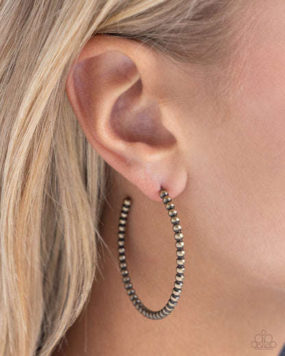 Manufactured Monochromatic - Brass Hoop Earrings - Paparazzi Accessories