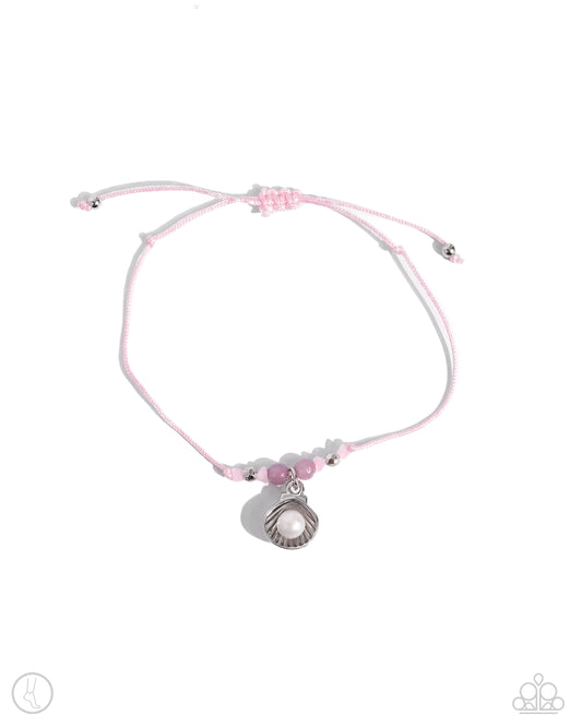 Oyster Overture - Pink Anklet - Paparazzi Accessories