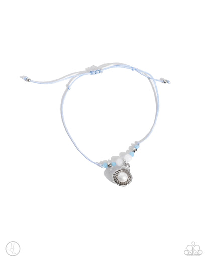 Oyster Overture - Blue Sliding Knot Anklet - Paparazzi Accessories