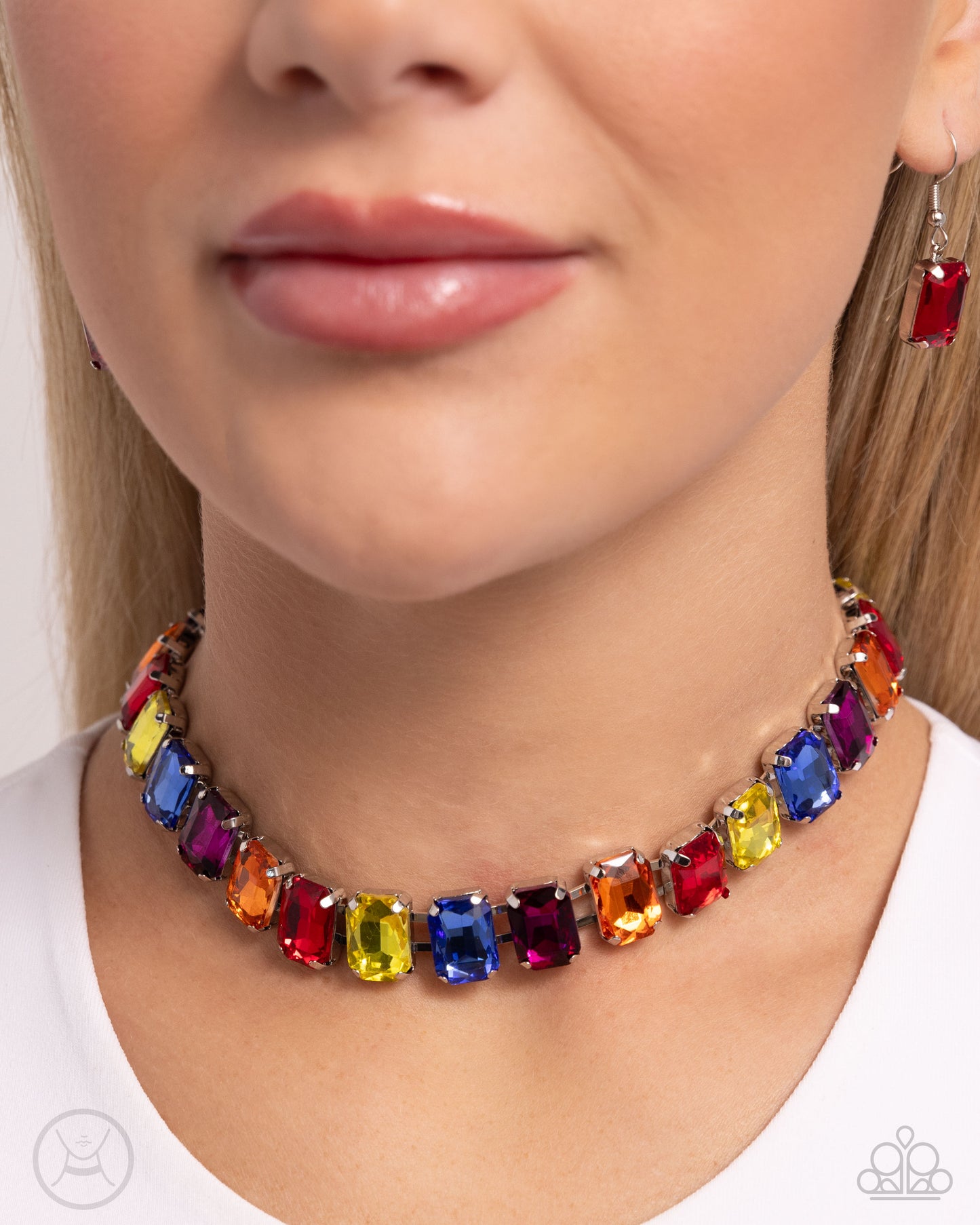 Ecstatic Emeralds - Multi Rainbow Rhinestone Choker Necklace - Paparazzi Accessories