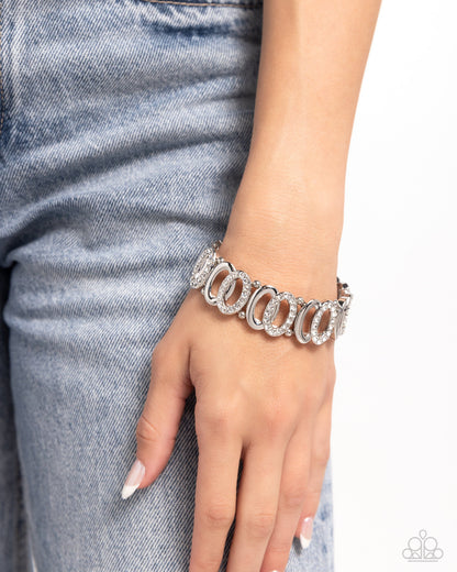 Refined Rarity - White Stretchy Bracelet - Paparazzi Accessories