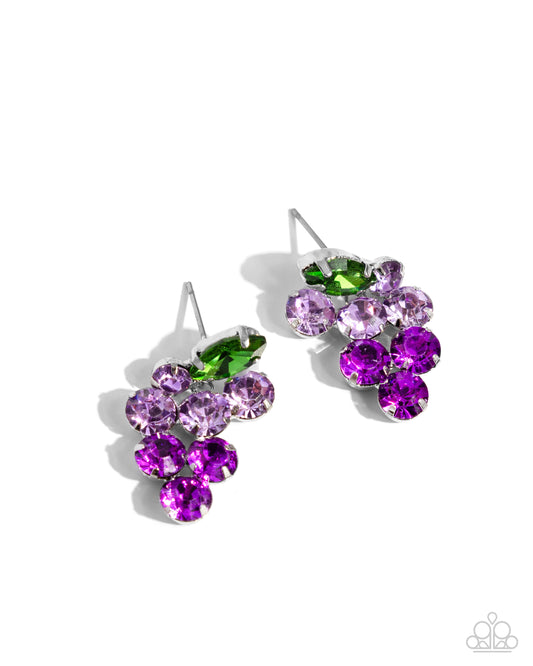 Grapevine Grace - Purple Rhinestone Post Earrings - Paparazzi Accessories