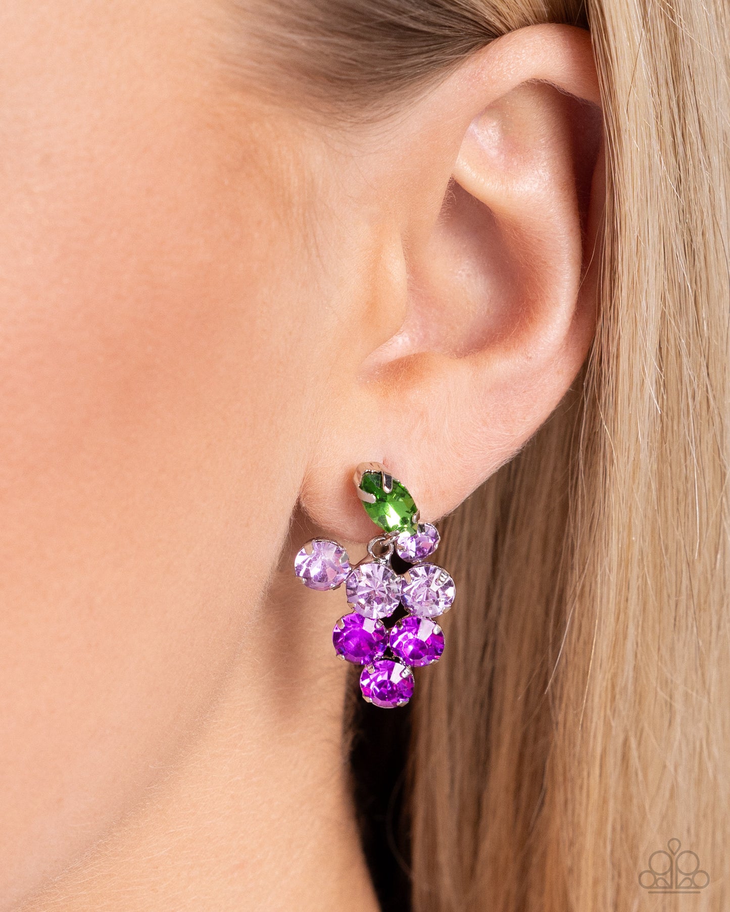 Grapevine Grace - Purple Rhinestone Post Earrings - Paparazzi Accessories